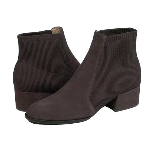 Eileen Fisher Aesop Brown Bootie Suede Stretch Fabric Women's Size 6 NWOB - Picture 1 of 9